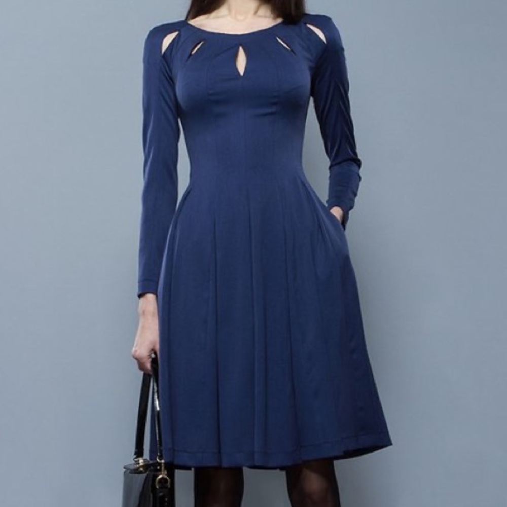 BGL | Blue Cutout A-Line Dress Sz EU 40 Navy
